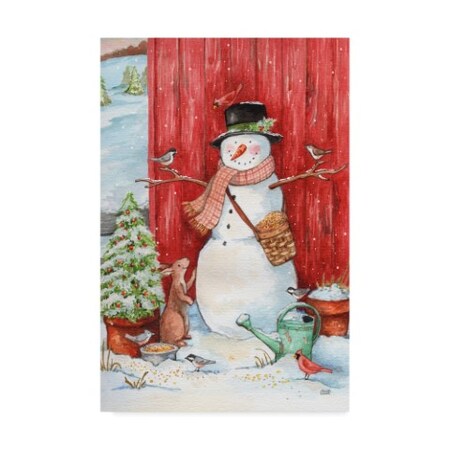 Trademark Fine Art Melinda Hipsher 'Snowman With Birds And Flurries' Canvas Art, 22x32 ALI31389-C2232GG